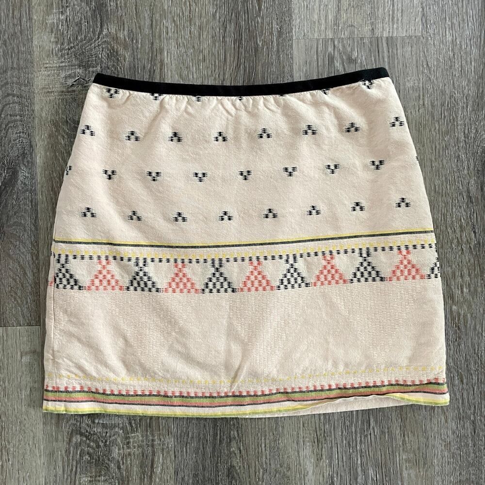 Madewell Embroidered Tan A-Line Mini Skirt - Size: 0